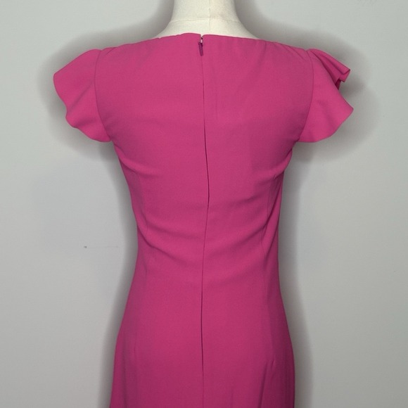 Pinko GAFF ABITO Fuchsia Ruffle Midi Dress IT 38 US 2 Elegant Cocktail - Picture 10 of 15